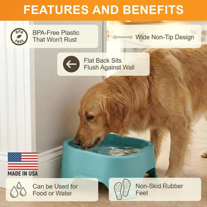 Extra Large Water Bowl for Dogs, Outdoor Dog Water Bowl (1.25 Gallon XL Capacity), Big Trough Style Food Dish for Indoors or Outside, No Spill Large Dog Bowls, Aquamarine