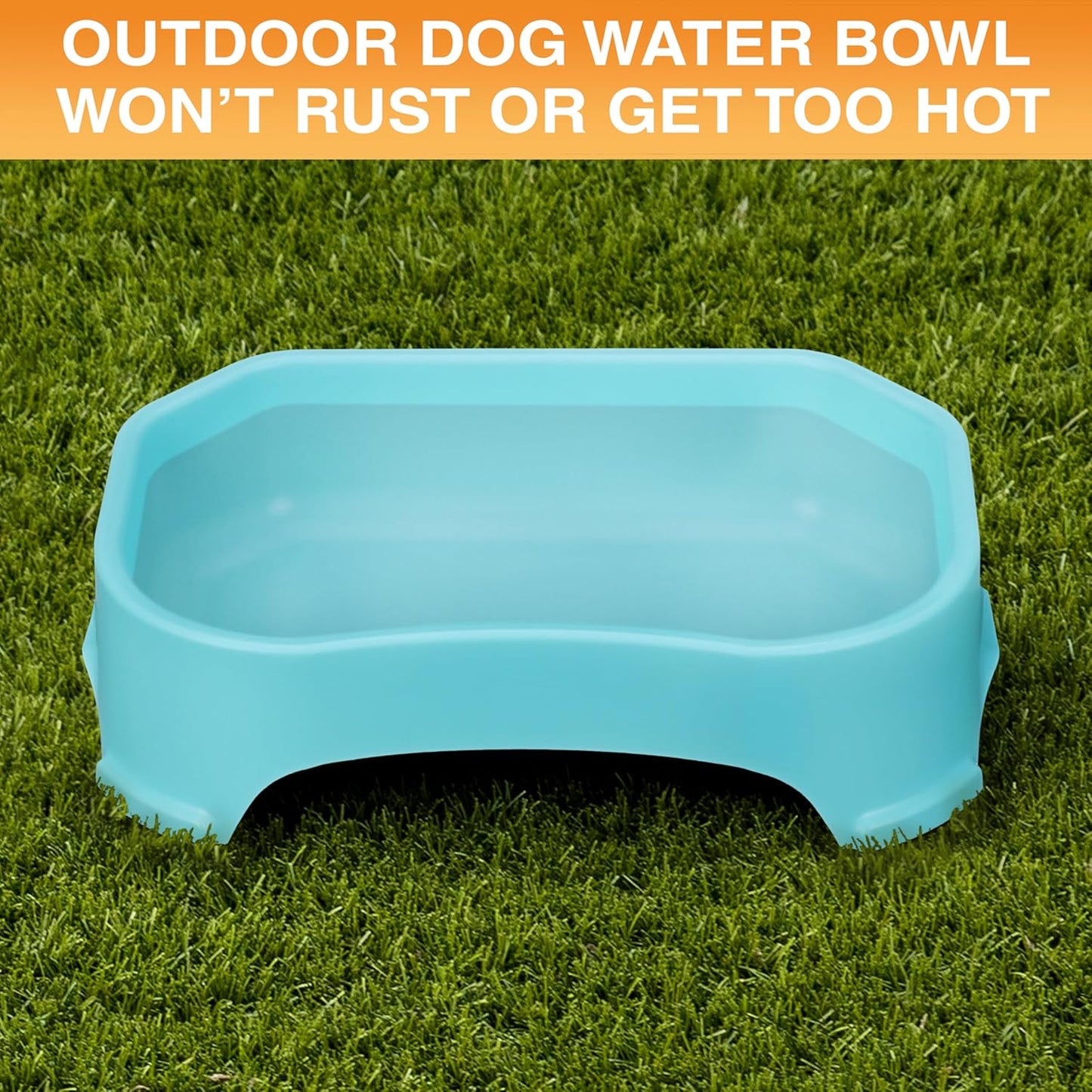 Extra Large Water Bowl for Dogs, Outdoor Dog Water Bowl (1.25 Gallon XL Capacity), Big Trough Style Food Dish for Indoors or Outside, No Spill Large Dog Bowls, Aquamarine