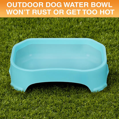 Extra Large Water Bowl for Dogs, Outdoor Dog Water Bowl (1.25 Gallon XL Capacity), Big Trough Style Food Dish for Indoors or Outside, No Spill Large Dog Bowls, Aquamarine