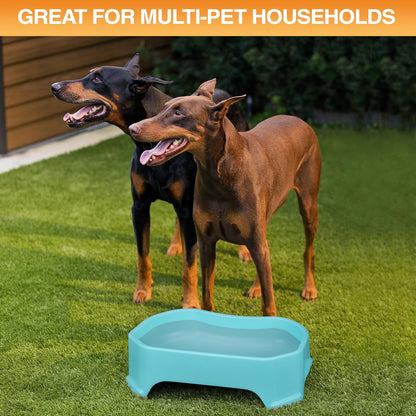 Extra Large Water Bowl for Dogs, Outdoor Dog Water Bowl (1.25 Gallon XL Capacity), Big Trough Style Food Dish for Indoors or Outside, No Spill Large Dog Bowls, Aquamarine